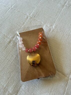 *2 for $12* Gold Heart Pendant Necklace with rainbow Beads